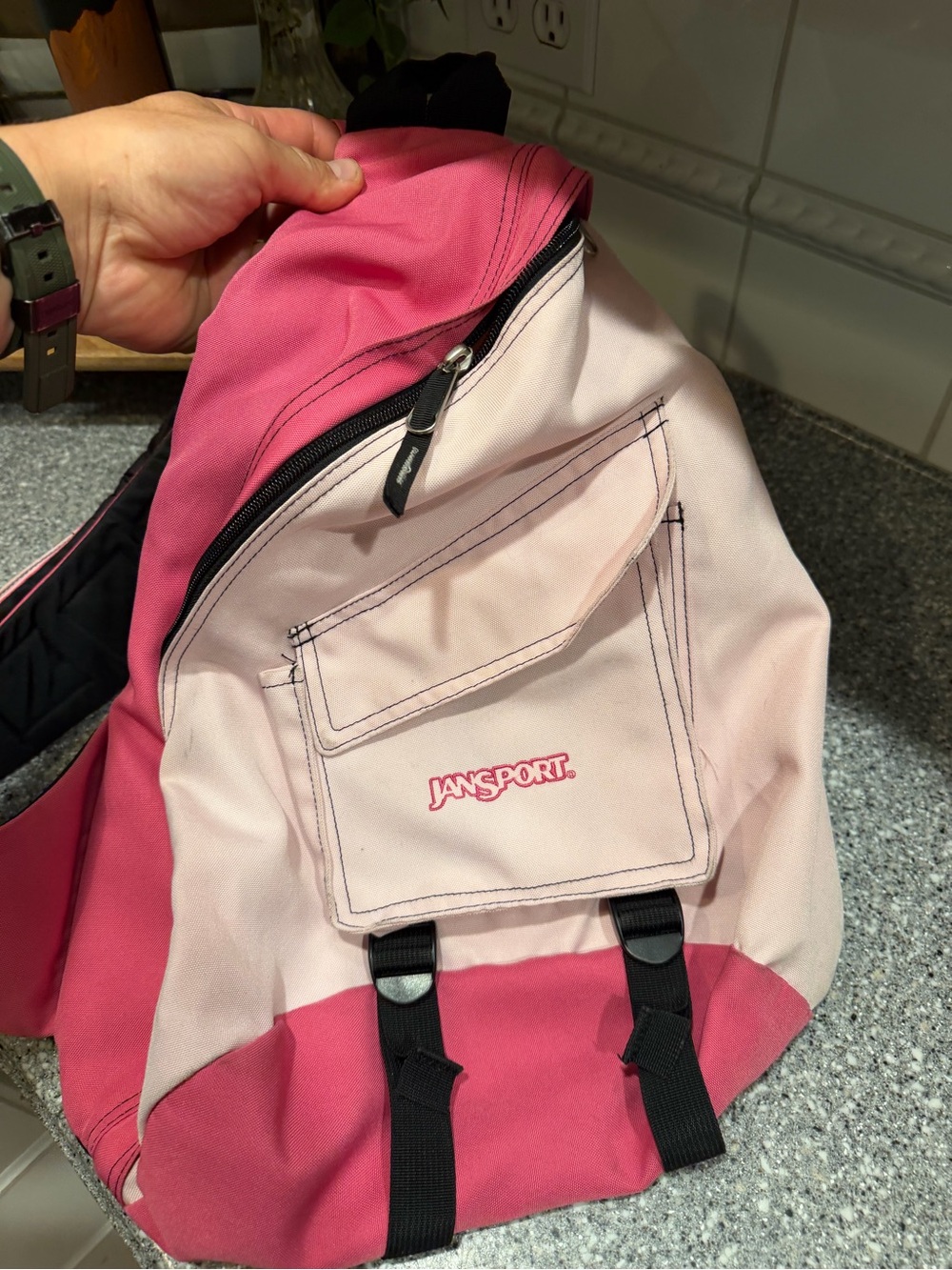 Vintage Jansport Backpack Crossbody Sling Pink/Black Gorpcore 90s/Y2K